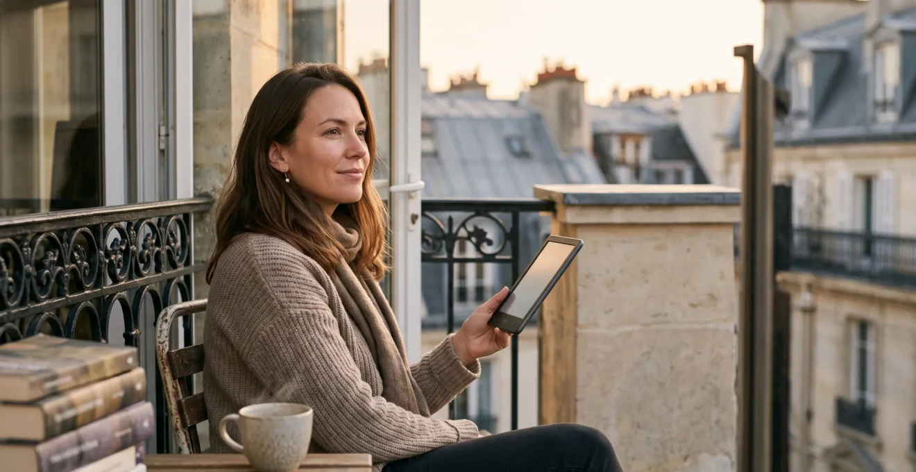 Une personne installee confortablement lit sur une liseuse electronique dans une ambiance chaleureuse, illustrant le choix d'une liseuse adaptee a son profil de lecteur