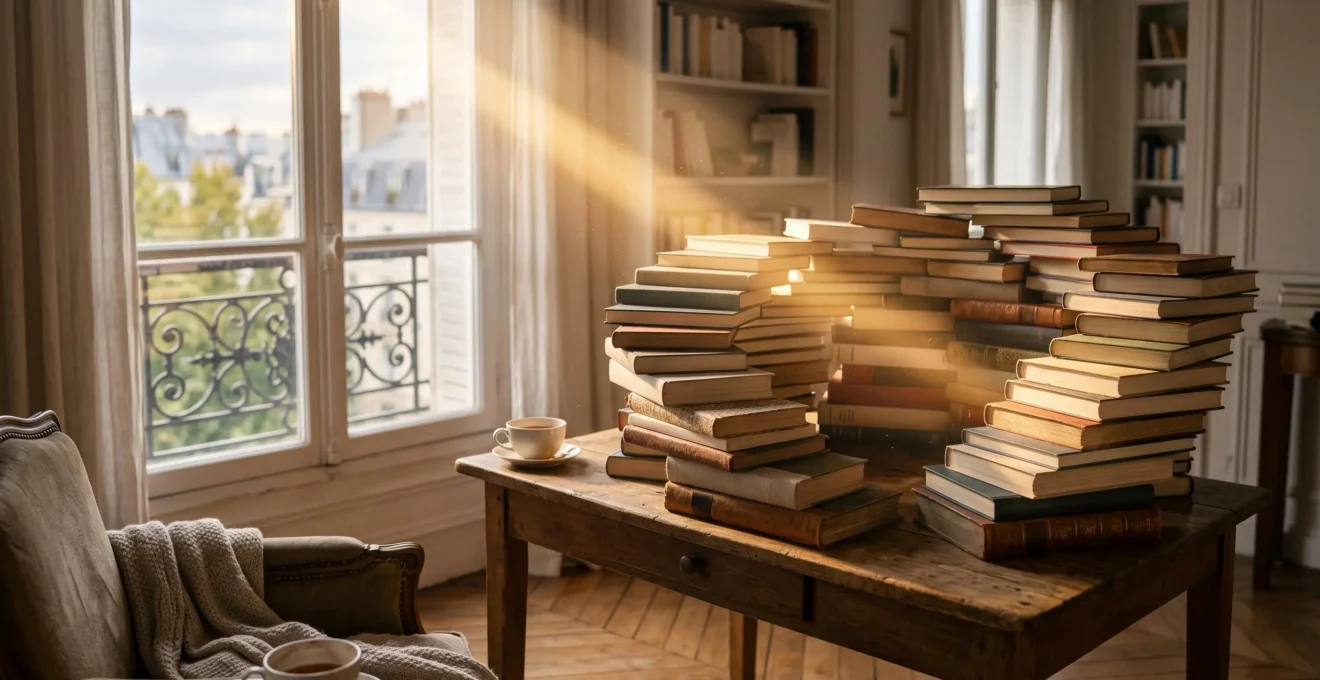 Bibliothèque parisienne aux étagères variées symbolisant la diversité des lectures et les connexions neuronales