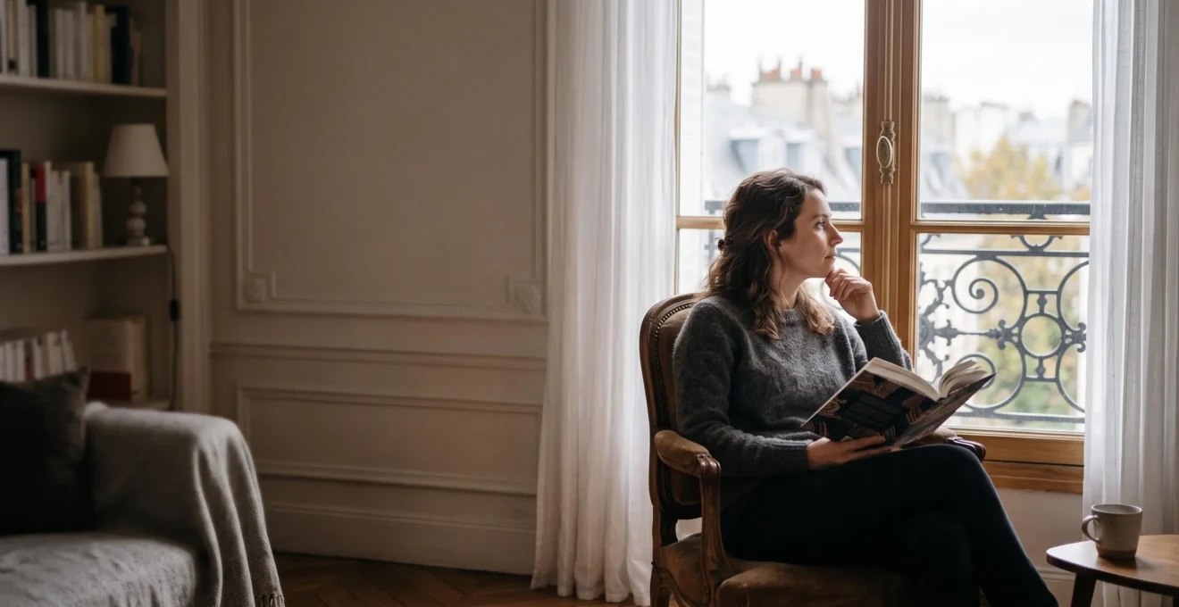 Portrait contemplatif d'une personne plongée dans la lecture, symbolisant la quête de sens et de connaissance de soi