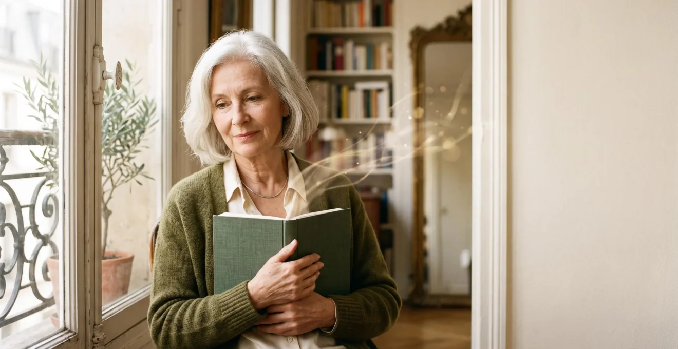 Une personne âgée lit tranquillement près d'une fenêtre baignée de lumière naturelle, symbolisant la protection du cerveau par la lecture quotidienne
