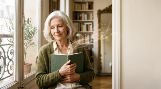 Une personne âgée lit tranquillement près d'une fenêtre baignée de lumière naturelle, symbolisant la protection du cerveau par la lecture quotidienne
